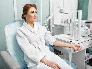 woman getting ozone therapy in her left arm