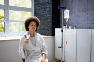 woman getting iv hydration therapy