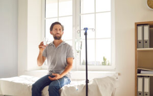 man getting iv hydration therapy