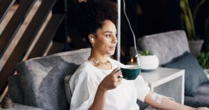 woman getting an iv with myers cocktail in it